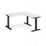 Elev8 Touch sit-stand desk 1400mm x 800mm with 800mm return desk - black frame, white top EVTR-1400-K-WH