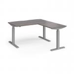 Elev8 Touch sit-stand desk 1400mm x 800mm with 800mm return desk - silver frame, grey oak top EVTR-1400-S-GO