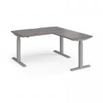 Elev8 Touch sit-stand desk 1400mm x 800mm with 800mm return desk - silver frame, grey oak top EVTR-1400-S-GO
