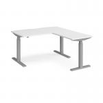 Elev8 Touch sit-stand desk 1400mm x 800mm with 800mm return desk - silver frame, white top EVTR-1400-S-WH