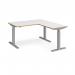 Elev8 Touch sit-stand desk 1400mm x 800mm with 800mm return desk - silver frame, white top with oak edge EVTR-1400-S-WO