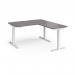 Elev8 Touch sit-stand desk 1400mm x 800mm with 800mm return desk - white frame, grey oak top EVTR-1400-WH-GO