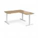 Elev8 Touch sit-stand desk 1400mm x 800mm with 800mm return desk - white frame, oak top EVTR-1400-WH-O