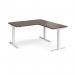 Elev8 Touch sit-stand desk 1400mm x 800mm with 800mm return desk - white frame, walnut top EVTR-1400-WH-W