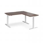 Elev8 Touch sit-stand desk 1400mm x 800mm with 800mm return desk - white frame and walnut top
