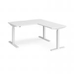 Elev8 Touch sit-stand desk 1400mm x 800mm with 800mm return desk - white frame and white top