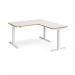 Elev8 Touch sit-stand desk 1400mm x 800mm with 800mm return desk - white frame, white top with oak edge EVTR-1400-WH-WO