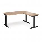Elev8 Touch sit-stand desk 1600mm x 800mm with 800mm return desk - black frame and beech top