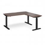 Elev8 Touch sit-stand desk 1600mm x 800mm with 800mm return desk - black frame, walnut top EVTR-1600-K-W