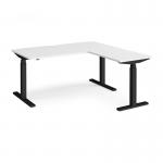 Elev8 Touch sit-stand desk 1600mm x 800mm with 800mm return desk - black frame, white top EVTR-1600-K-WH
