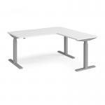 Elev8 Touch sit-stand desk 1600mm x 800mm with 800mm return desk - silver frame and white top