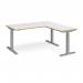 Elev8 Touch sit-stand desk 1600mm x 800mm with 800mm return desk - silver frame, white top with oak edge EVTR-1600-S-WO