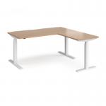 Elev8 Touch sit-stand desk 1600mm x 800mm with 800mm return desk - white frame and beech top