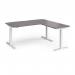 Elev8 Touch sit-stand desk 1600mm x 800mm with 800mm return desk - white frame, grey oak top EVTR-1600-WH-GO