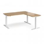 Elev8 Touch sit-stand desk 1600mm x 800mm with 800mm return desk - white frame, oak top EVTR-1600-WH-O