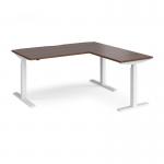 Elev8 Touch sit-stand desk 1600mm x 800mm with 800mm return desk - white frame and walnut top