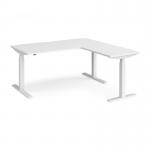 Elev8 Touch sit-stand desk 1600mm x 800mm with 800mm return desk - white frame, white top EVTR-1600-WH-WH