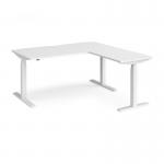 Elev8 Touch sit-stand desk 1600mm x 800mm with 800mm return desk - white frame and white top