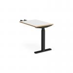 Elev8 Touch sit-stand return desk 600mm x 800mm - black frame, white top with oak edge EVT-RET-K-WO