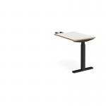 Elev8 Touch sit-stand return desk 600mm x 800mm - black frame, white top with oak edge EVT-RET-K-WO