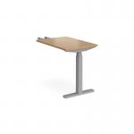 Elev8 Touch sit-stand return desk 600mm x 800mm - silver frame, oak top EVT-RET-S-O