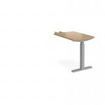 Elev8 Touch sit-stand return desk 600mm x 800mm - silver frame and oak top