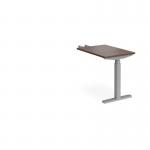 Elev8 Touch sit-stand return desk 600mm x 800mm - silver frame and walnut top