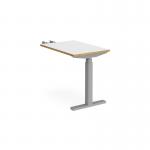 Elev8 Touch sit-stand return desk 600mm x 800mm - silver frame, white top with oak edge EVT-RET-S-WO