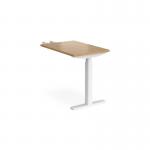 Elev8 Touch sit-stand return desk 600mm x 800mm - white frame, oak top EVT-RET-WH-O