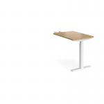 Elev8 Touch sit-stand return desk 600mm x 800mm - white frame, oak top EVT-RET-WH-O