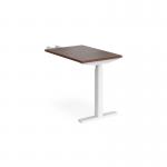 Elev8 Touch sit-stand return desk 600mm x 800mm - white frame, walnut top EVT-RET-WH-W