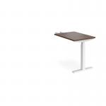 Elev8 Touch sit-stand return desk 600mm x 800mm - white frame, walnut top EVT-RET-WH-W