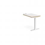 Elev8 Touch sit-stand return desk 600mm x 800mm - white frame, white top with oak edge EVT-RET-WH-WO