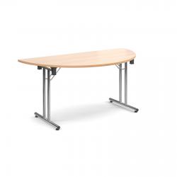 Cheap Stationery Supply of Semi circular deluxe folding leg table 1600mm x 800mm - beech Office Statationery