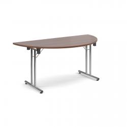 Cheap Stationery Supply of Semi circular deluxe folding leg table 1600mm x 800mm - walnut Office Statationery