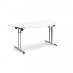 Cheap Stationery Supply of Semi circular deluxe folding leg table 1600mm x 800mm - white Office Statationery