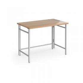 Fuji home office workstation 1000mm x 600mm with folding legs  Beech with silver frame FDK610SB