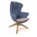 Figaro high back chair with solid wooden base - forecast grey seat with range blue back