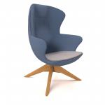 Figaro high back chair with solid wooden base - late grey seat with range blue back FIG-01-LG-RB
