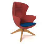 Figaro high back chair with solid wooden base - maturity blue seat with extent red back FIG-01-MB-ER