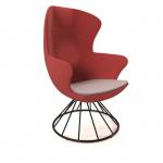 Figaro high back chair with black spiral base - forecast grey seat with extent red back FIG-06-FG-ER