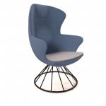Figaro high back chair with black spiral base - late grey seat with range blue back FIG-06-LG-RB