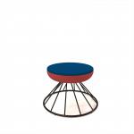 Figaro low foot stool with black spiral base - maturity blue seat with extent red base FIGLS-06-MB-ER