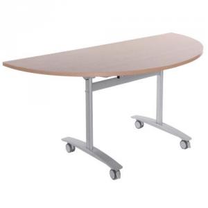 Semi circular fliptop meeting table 1600mm x 800mm - beech FLIPRB