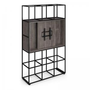 Flux modular storage triple frame with media unit in grey oak with TV
