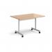 Rectangular flip top meeting table with silver frame 1200mm x 800mm - beech FLP12-S-B