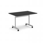 Rectangular flip top meeting table with silver frame 1200mm x 800mm - Black FLP12-S-BK