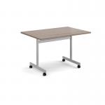 Rectangular flip top meeting table with silver frame 1200mm x 800mm - Barcelona Walnut FLP12-S-BW
