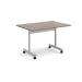 Rectangular flip top meeting table with silver frame 1200mm x 800mm - Barcelona Walnut FLP12-S-BW