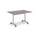 Rectangular fliptop meeting table with silver frame 1200mm x 800mm - grey oak FLP12-S-GO
